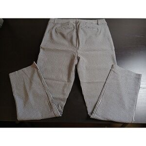lane bryant straight leg White houdtooth pixie high rise Rayon Pants Sz 16 #490C